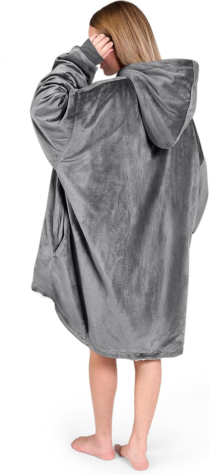 Bare Home Wearable Blanket Hoodie - Soft Plush Sherpa - Warm and Cozy - Oversized Wearable Blanket