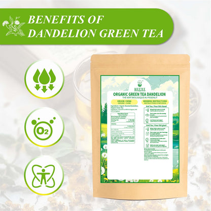 WT WEETEE Organic Dandelion Root Tea Bags, Pure Raw Dandelion Root 100 Count, Earthy & Refreshing Herbal Tea