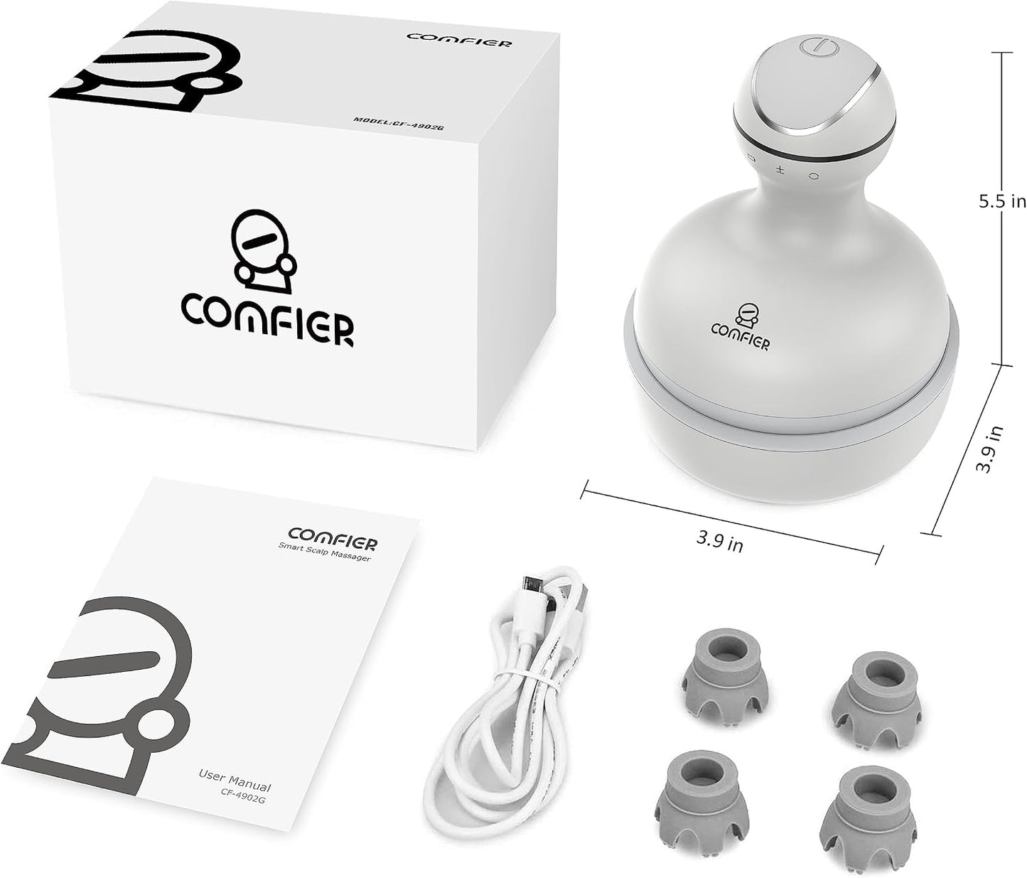 COMFIER Electric Scalp Massager, Waterproof Head Massager with Mutlti-Modes Vibration, Handheld Portable Head Scratcher for Hair Growth, Dog Cat Massager for Deep Clean and Stress Relax