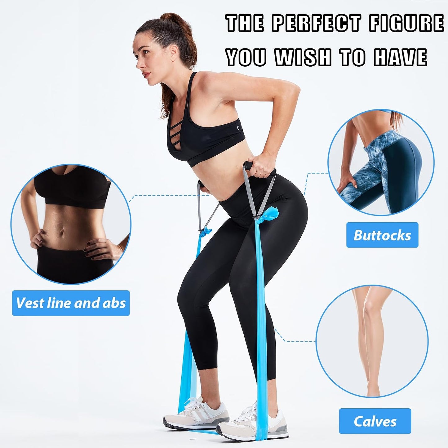 Resistance Bands for Physical Therapy, Bands for Working Out, Latex Free Elastic and Exercise Bands Set for Stretching, Suitable for Rehab, Yoga, Pilates, Gym, Home Exercise