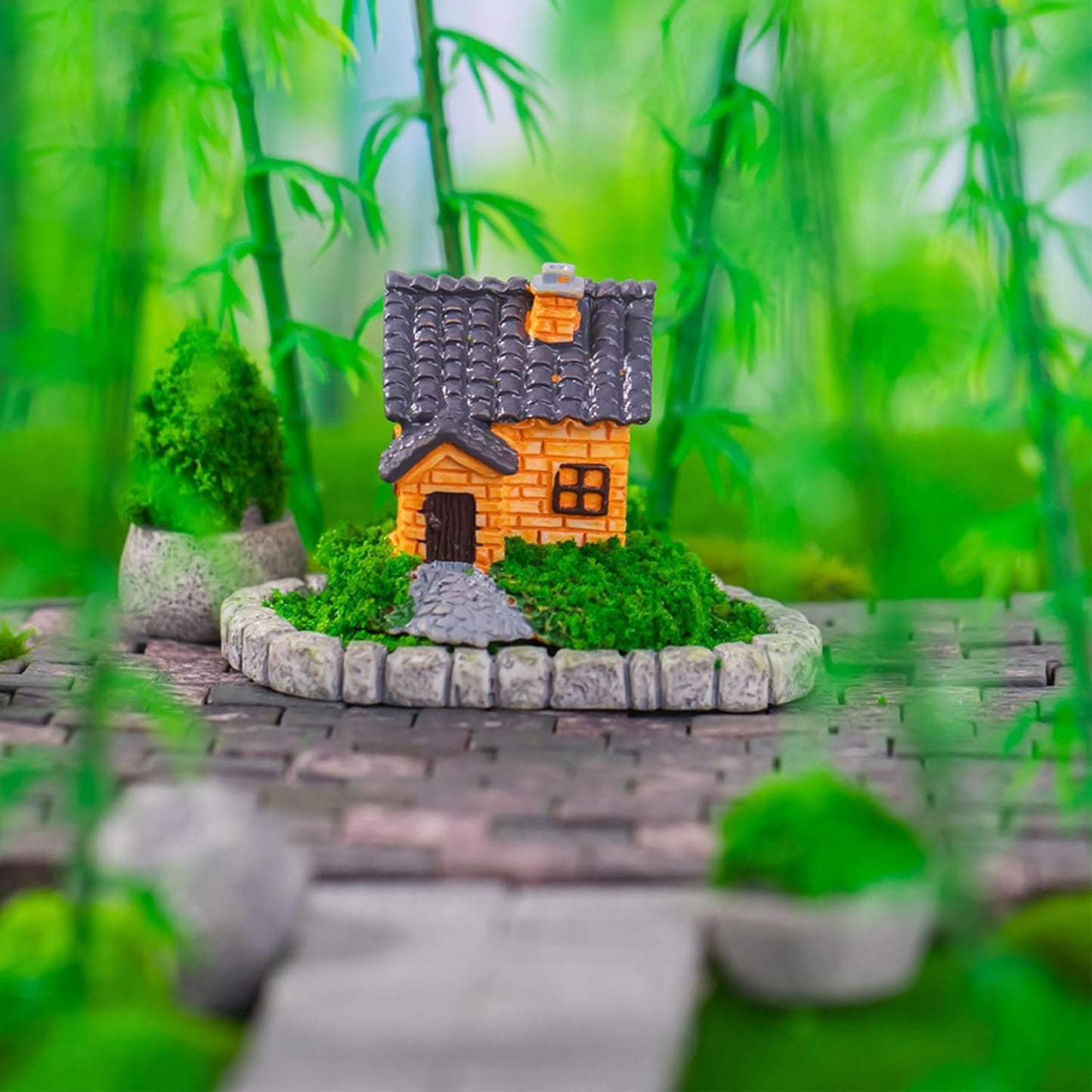 Cayway 26 PCS Outdoor Fairy Garden Miniatures Mini Zen Garden Accessories, Artificial Grass, Model Trees, Terrarium Ornaments, Dollhouse Supplies, Bonsai Decorative Craft Tools Kit