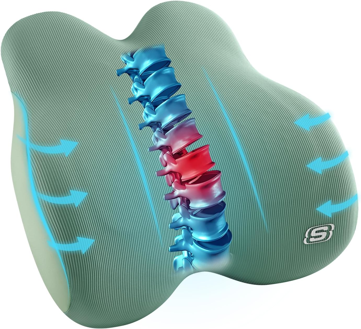 Skechers Memory Foam Lumbar Pillow,Lumbar Support Pillow for Office, Chair Lower Back Pain Relief Lumbar Pillow, Ergonomic Design Back Support Pillow for Office Chair, Car, Home, Travel,Black