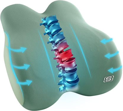 Skechers Memory Foam Lumbar Pillow,Lumbar Support Pillow for Office, Chair Lower Back Pain Relief Lumbar Pillow, Ergonomic Design Back Support Pillow for Office Chair, Car, Home, Travel,Black