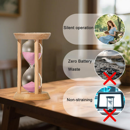 Hourglass 15 Minute,Wood Sand Timer 15 Min, Unbreakable Sandglass,Sand Watch for Study,Yoga,Cooking,Desk Decor & Gift,White
