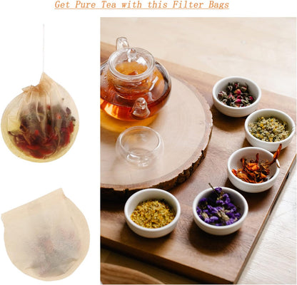400pcs Tea Bags for Loose Leaf Tea Empty Tea Bags Loose Leaf, Disposable Round Natural Tea Filter Bags, Paper Drawstring Tea Bags Unbleached Tea Coffee Bags, Bath Spice Herbs Brewing Soup Bags