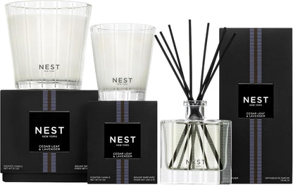 NEST New York Reed Diffuser, Bamboo - 5.9 fl oz - Fragrance for Up to 90 Days - Reusable, Refillable Glass Holder - Includes 8 All-Natural Reed Sticks - Flame Free