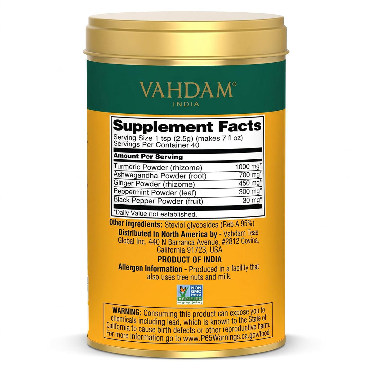 VAHDAM Turmeric Ashwagandha Latte Mix(3.53oz|40 Cups) Herbal Supplement