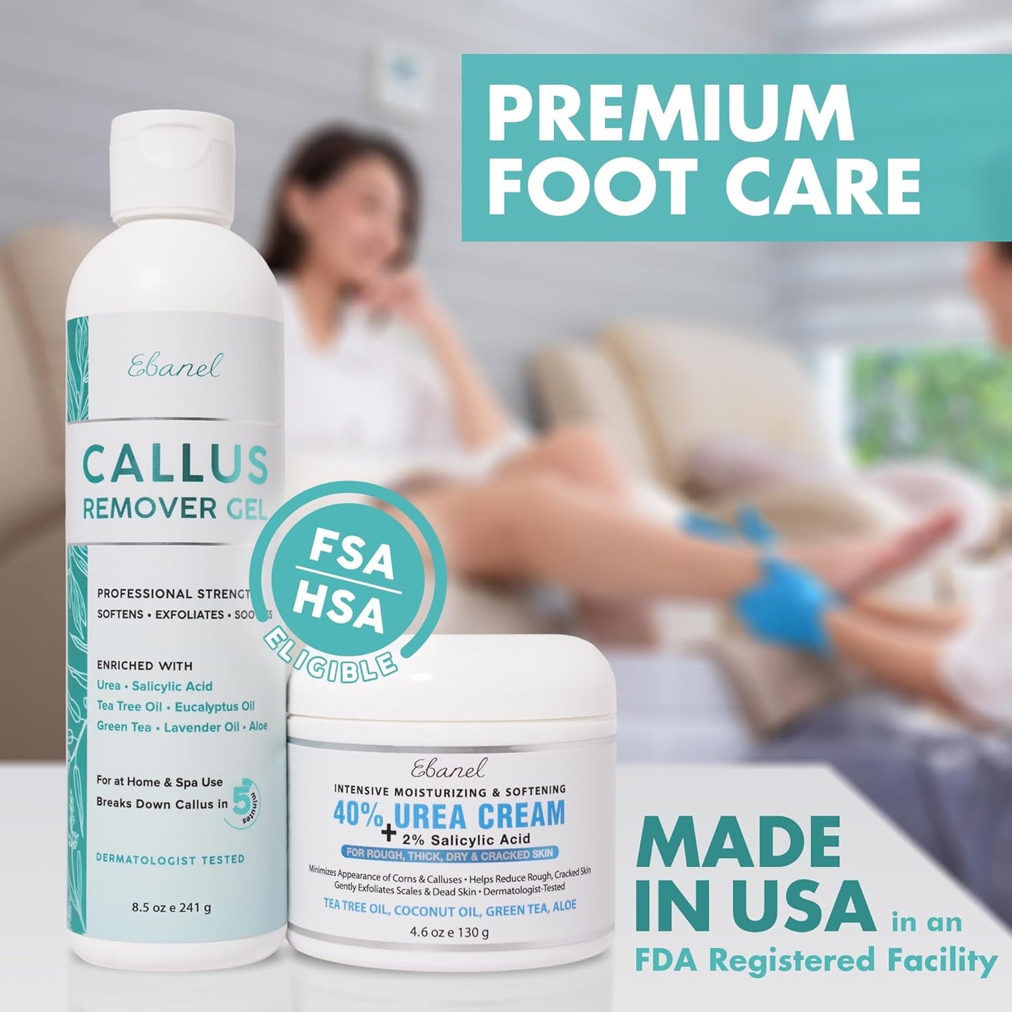 Ebanel Professional Callus Remover for Feet with 20% Urea, Epsom Salt, Salicylic Acid, Glycolic Acid, Heel Toe Foot Callus Remover Gel Peel Exfoliator Dead Skin Removal for Feet, Cracked Heel Repair