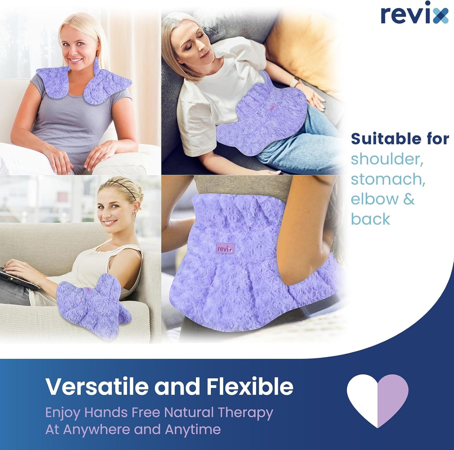 REVIX Microwave Heating Pad for Neck Shoulders and Back with Moist Heat, Weighted Microwavable Heated Neck Wrap Warmer, Scented