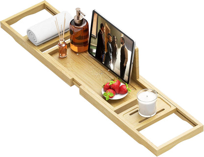 Banlilu Bathtub Tray - Bath Tray Expandable - Bath Tub Tray Table for Bathtub, Ajustable Size, Fits Most Tubs