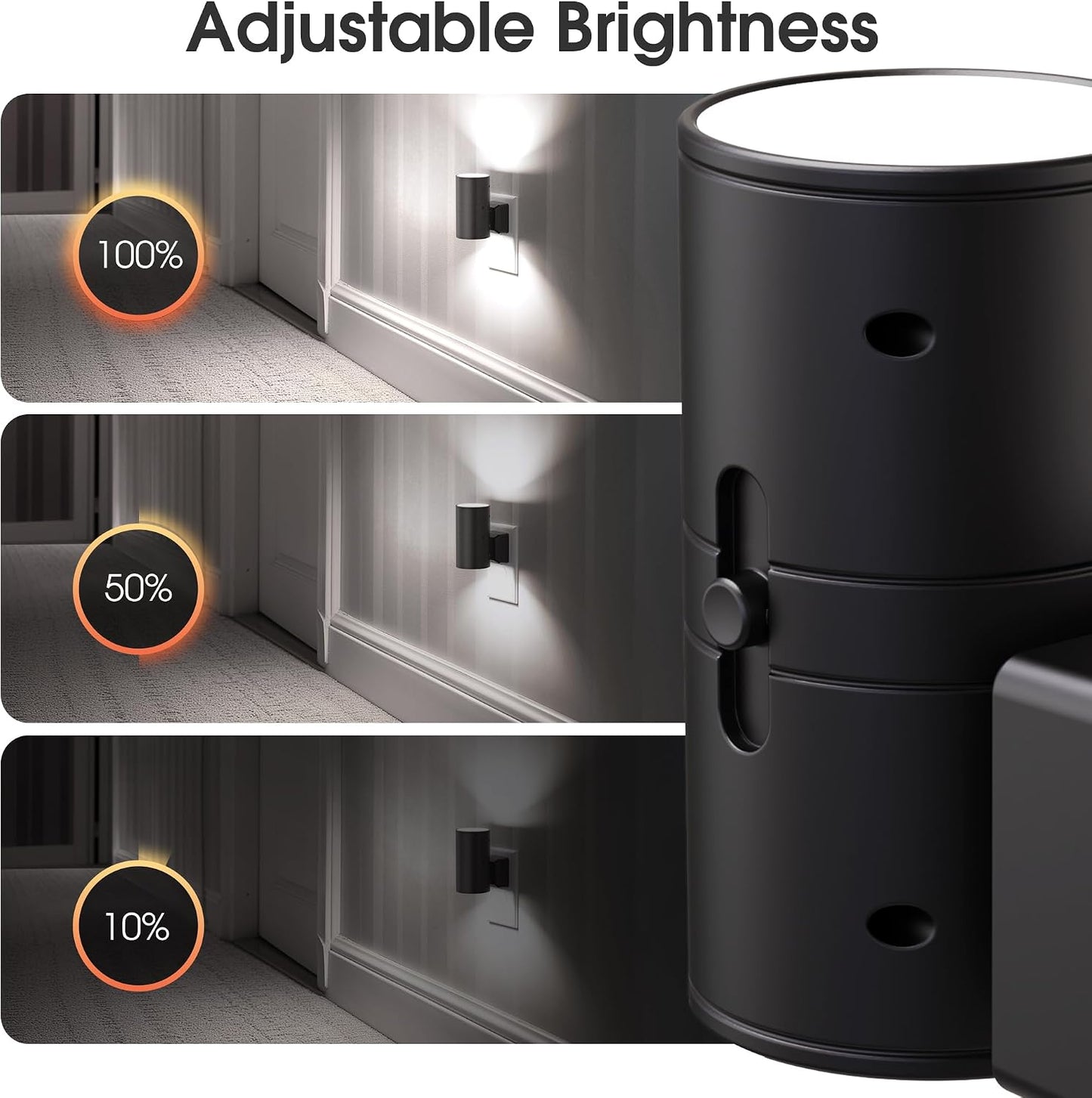 Briignite Night Lights Plug into Wall, Modern LED Night Light Plug in, Dusk to Dawn Sensor,Amber Night Light 0-100LM Adjustable Brightness, Dimmable NightLight for Hallway, Bedroom, Stairway, 2 Pack