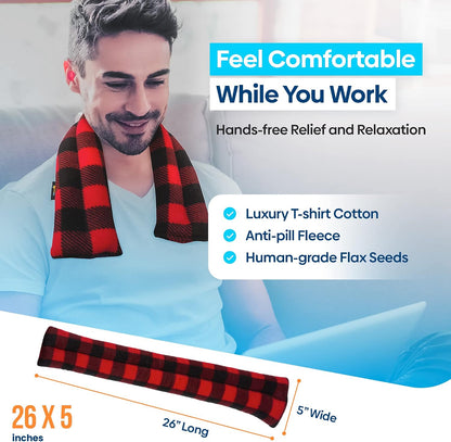 SunnyBay Microwavable Heating Pad for Neck and Shoulder, Heated Neck Wrap, Microwave Heat Pad, Weighted Beanbag Moist Hot or Cold Compress, 2.2 lbs, 26x4 Inches, Navy Blue