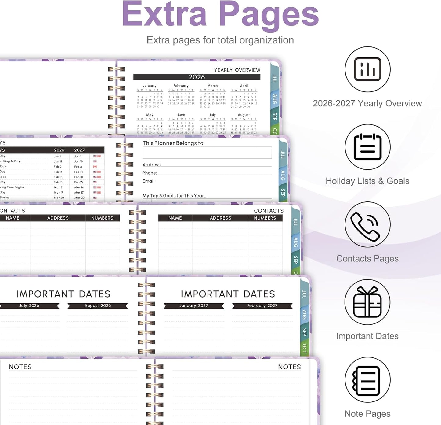 Planner 2026-2027, Weekly and Monthly Calendar Planner, JUL 2026 - JUN 2027 | A5(6.3'' x 8.5''), Hardcover, Agenda Book, Sprial Bound, Inner Pocket, Office and School Use