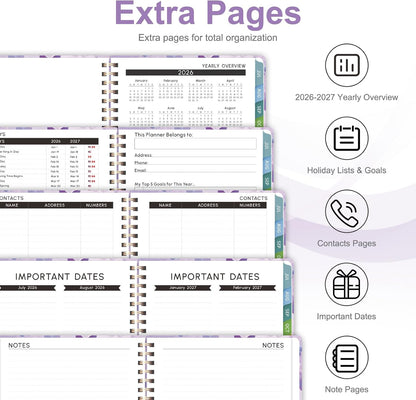 Planner 2026-2027, Weekly and Monthly Calendar Planner, JUL 2026 - JUN 2027 | A5(6.3'' x 8.5''), Hardcover, Agenda Book, Sprial Bound, Inner Pocket, Office and School Use