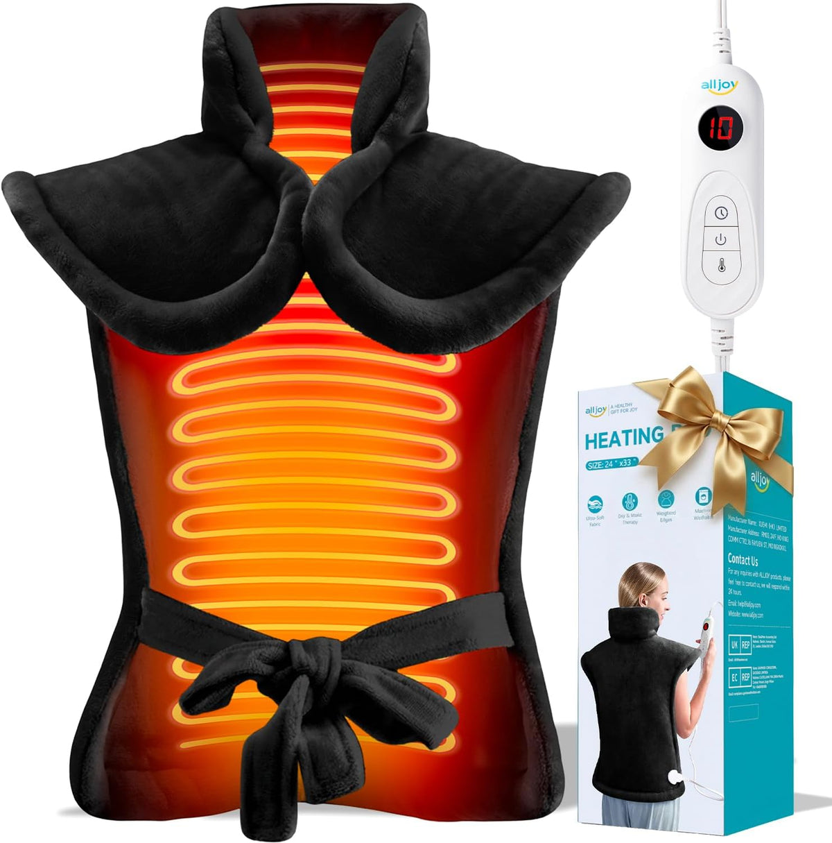 ALLJOY Heating Pad for Neck and Shoulders and Back Pain Relief