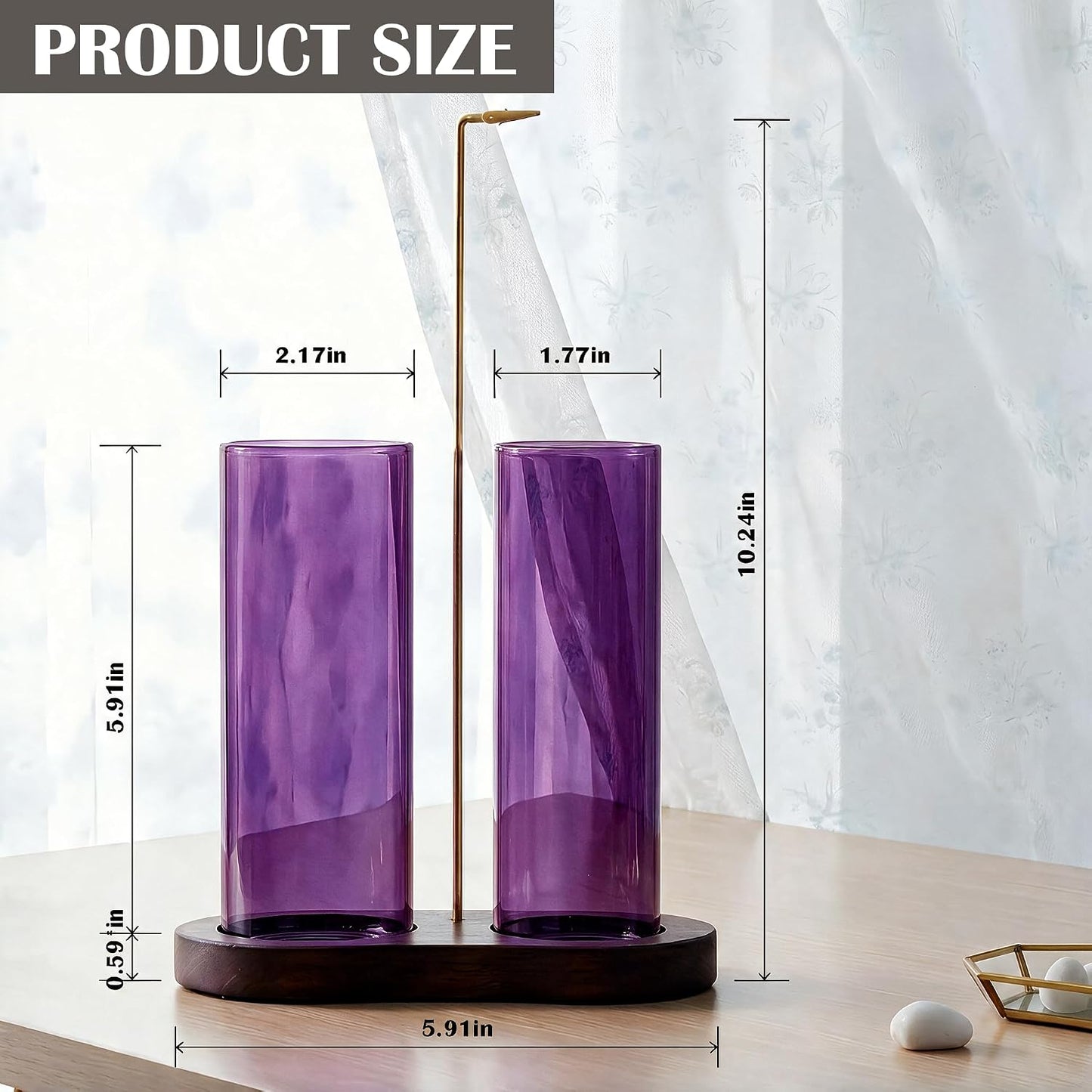 2 in 1 Anti-Ash Incense Holder for Sticks, Upside Down Hanging Incense Burner with Removable Glass Ash Catcher and Wooden Base, Modern Vertical Zen Decor for Home Office Yoga Meditation Room（Clear）