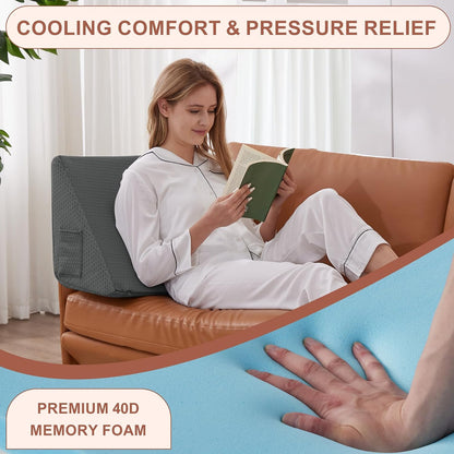 Bedluxe Knee Pillow for Back Sleeping, Leg Pillow Knee Wedge Pillow, Memory Foam Wedge Pillows for Legs Post Surgery, Triangle Pillow for Knee Support, Leg Elevation, Knees Hip Back Pain Relief, White