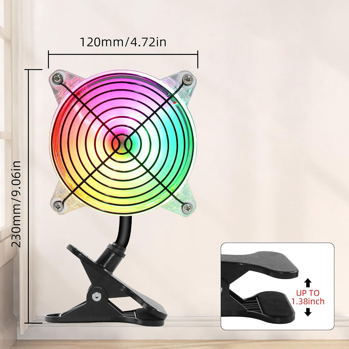 4.72" Small 120mm Clip on Fan with Strong Clamp and On/Off Switch