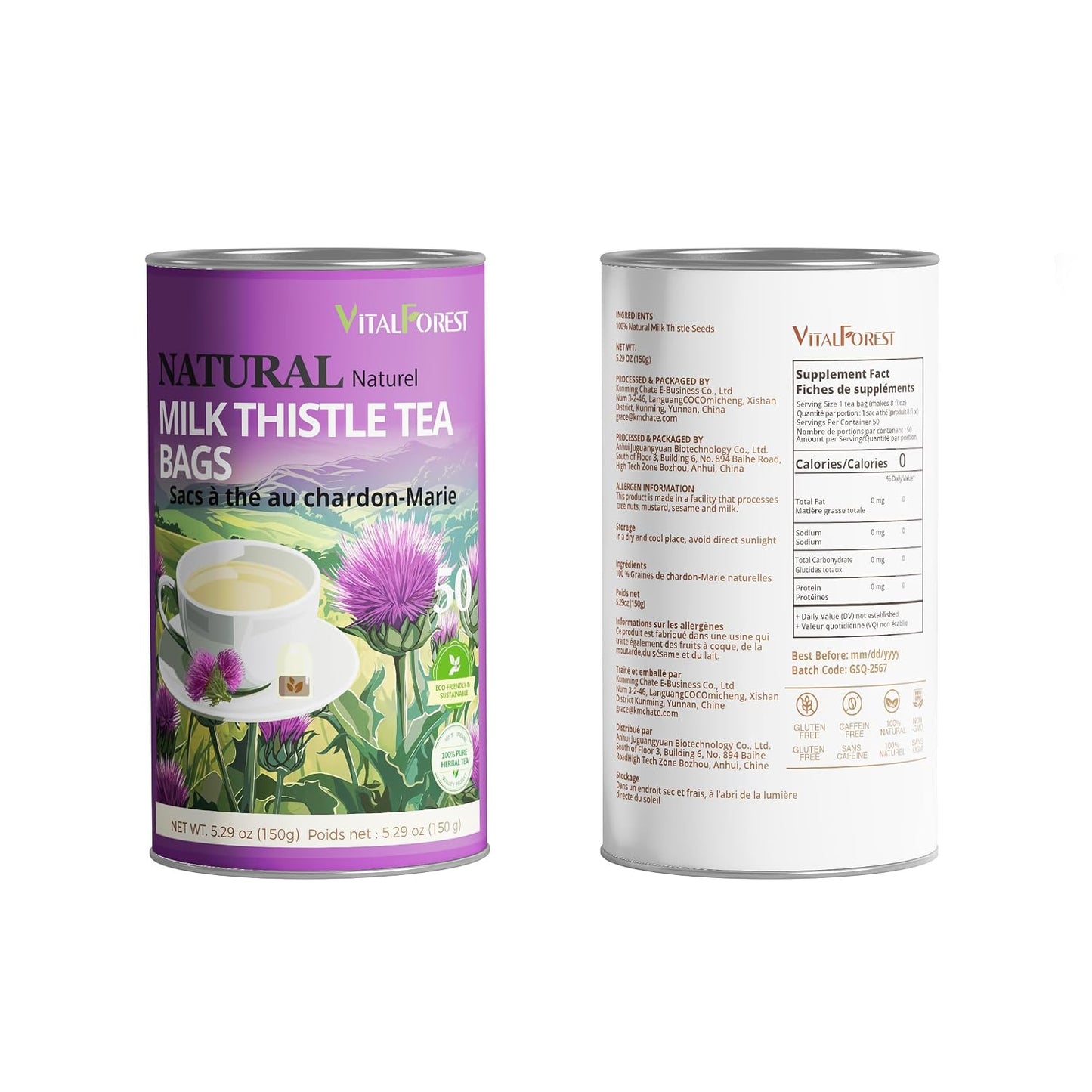 60 Lemon Balm Tea Bags - VitalForest Dried Lemon Balm Leaves Tea -1.5g/Bags, Calming Herb, Stress Relief & Sleep Support, Non-GMO, Caffeine-Free