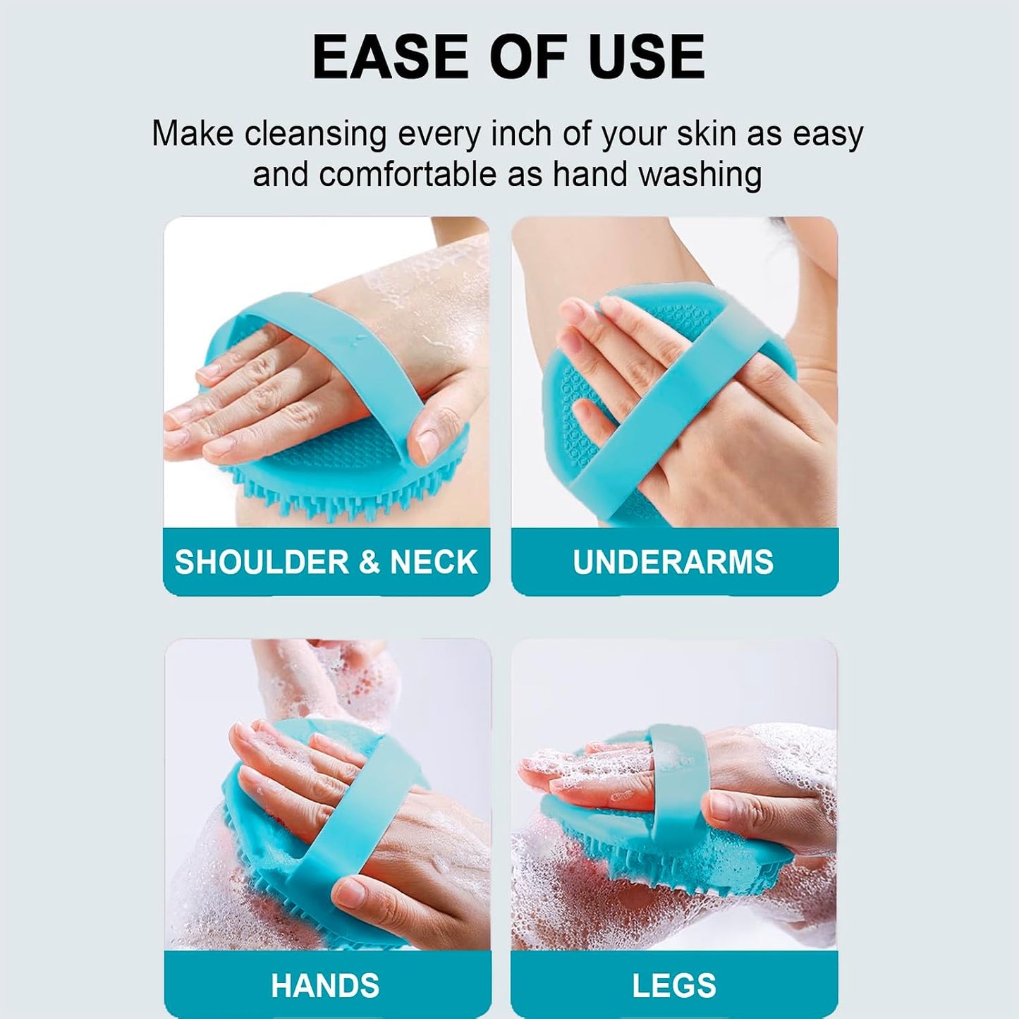 Silicone Body Scrubber – Dual-Sided Silicone Loofah for Shower, Set of 2 Soft Exfoliating Body Bath Shower Scrubber Loofah Brush Easy-to-Clean for Sensitive Kids Women Men All Kinds of Skin