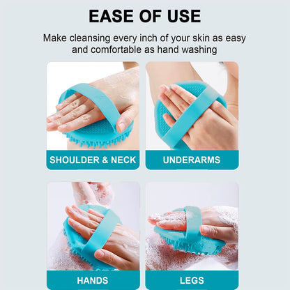 Silicone Body Scrubber – Dual-Sided Silicone Loofah for Shower, Set of 2 Soft Exfoliating Body Bath Shower Scrubber Loofah Brush Easy-to-Clean for Sensitive Kids Women Men All Kinds of Skin