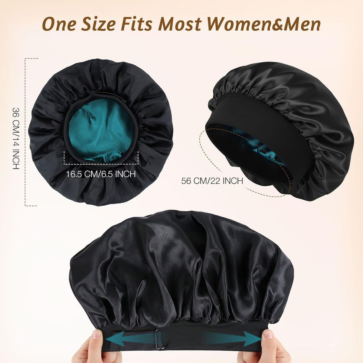 Silk Bonnet for Sleeping Double Layer Satin Bonnet Adjustable Bonnets for Black Women Sleep Cap Reversible Hair Bonnet for Curly Hair (Black and Purple)