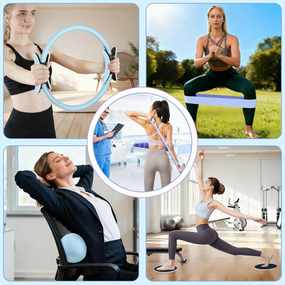 Hoedia Pilates Kit for Women, Pilates Equipment Ring and Ball Set with Resistance Bands, Yoga Strap, Core Sliders, Socks, Bag & Guide for Starter Home Workout Fitness Gym Essentials