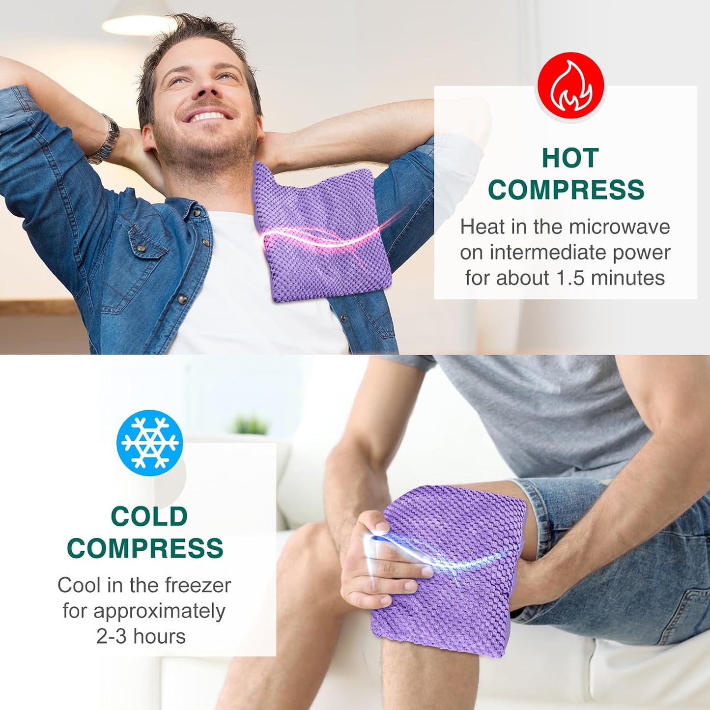 Microwavable Heating Pads 15 * 9", Weighted Moist Microwave Heat Pad for Cramps Neck Shoulder, Back Pain Relief, Warm Compress Rice Bean Bag Hot Pack for Muscles Ache, Joints, Unscented,1 Pack