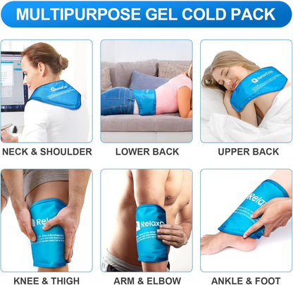 RelaxCoo Neck Ice Pack Wrap, Reusable Gel Ice Pack for Neck Shoulders, Cold Compress Therapy for Pain Relief, Injuries, Swelling, Bruises, Sprains, Inflammation and Cervical Surgery Recovery