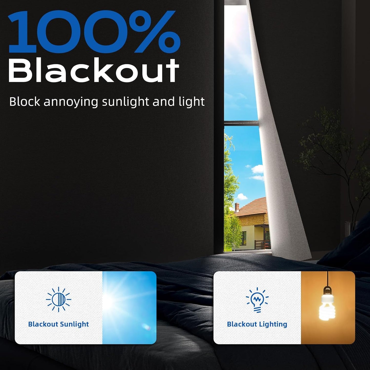 Linen Blackout Curtains for Bedroom, 70" x 58" Portable Black Out Blinds with 20 Sets Hooks & Loops Strips for 100% Blackout Window Film, Temporary Black-Out Shades for Windows Cover Travel RV- Cream
