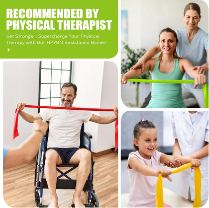 HPYGN 3 Levels Non-Latex Exercise Bands for Physical Therapy & Yoga, Professional Resistance Bands Set for Working Out, Strength Training, Pilates & Rehab, TPE Elastic Stretch Bands for Seniors, Women