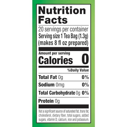 Lipton Lemon Green Tea Bags, Flavored, Unsweetened Teabags for Hot Tea or Iced Tea with Caffeine and Flavonoids, 20 Total Tea Bags