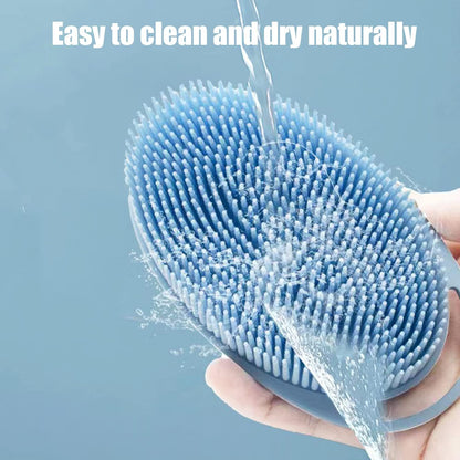 Pink Exfoliating Body Scrubber and Shower Brush - Soft Silicone Loofah for Kids and Adults - All Skin Types