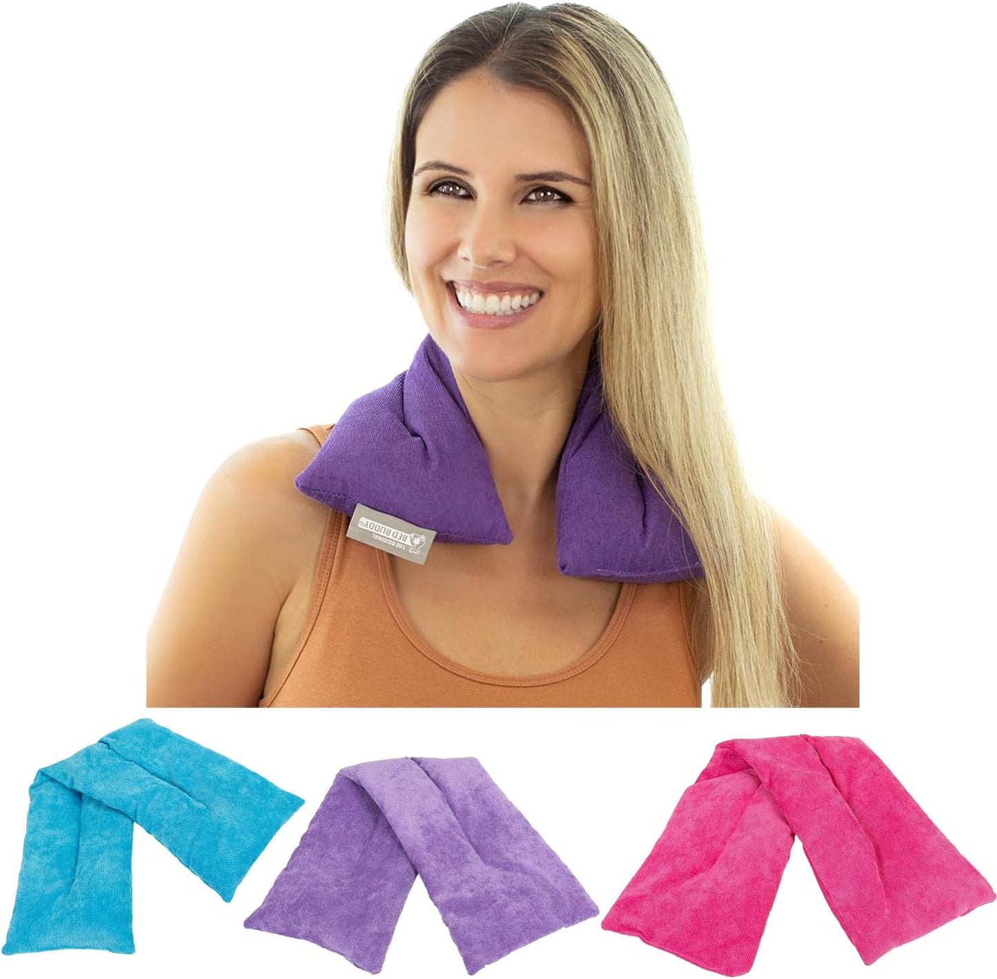 Bed Buddy Heated Aromatherapy Neck Wrap, Lavender Scented - Microwavable Hot & Cold Therapy for Sore Muscles, Stress Relief, and Relaxation - Soft Plush Fabric with Lavender