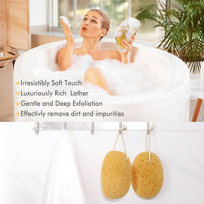 Bath Sponge, 2Pcs Large Shower Sponges for Women Men | Soft Sponge for Bathing, Exfoliating Wash Sponge Body Puff with Dense Foam for Gentle & Deep Cleanse for Sensitive Dry Skin