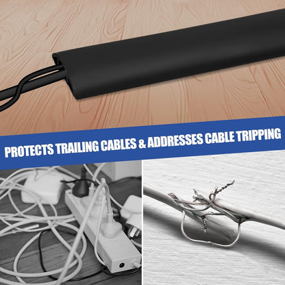 Floor Cord Cover Self Adhesive Cord Hider,10FT Cable Management, Extension Strip Protector for Wires, Prevent Cable Trips for Offices, Gyms, Exhibitions Cavity 0.39"(W) x 0.27"(H) BrownWood