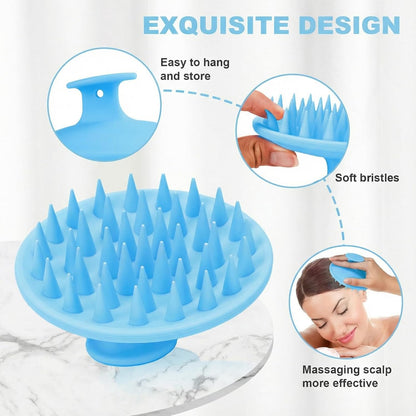 Meartchy Silicone Scalp Massager Shampoo Brush, Scalp Brush for Hair Growth & Dandruff Removal, Hair Scrubber Scalp Stimulator Exfoliator Brush with Soft Bristles for Wet Dry Scalp Care (Black)