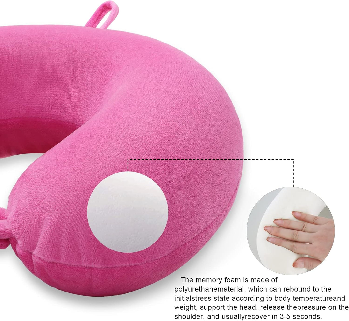 Neck Pillows for Sleeping Travel Pink Travel Pillow Comfortable U Shape Memory Foam Pillows Neck and Head Support Portable Travel Neck Pillow Suitable for Planes, Trains, Self-Driving Cars