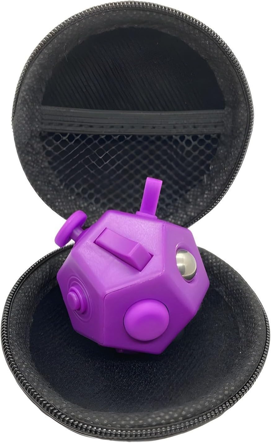 Small Fidget Toys Cube, Small Fidget Toy - 12 Sides Decompression Cube Anti Anxiety and Relief Stress Improve Focus Creative Unique Fidget Toy for Kids and Adults, with Carry Case(Black E1)