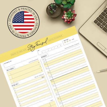 Daily Notepad Planner To Do Schedule - Stay Focused 50 Tear off Premium Made USA (Rose Pink)