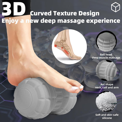 Vibrating Peanut Massage Ball – Back, Neck, Hip, Calf, Leg & Foot Muscle Roller, Trigger Point Massage Ball for Deep Tissue Myofascial Release, Silicone Shell, 4-Speed (Blue)