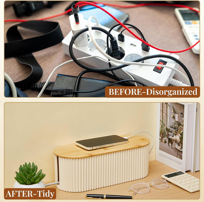 2 Pcs Cable Management Box, Fits Most Power Sockets, 11.8x5.1x4.3 in