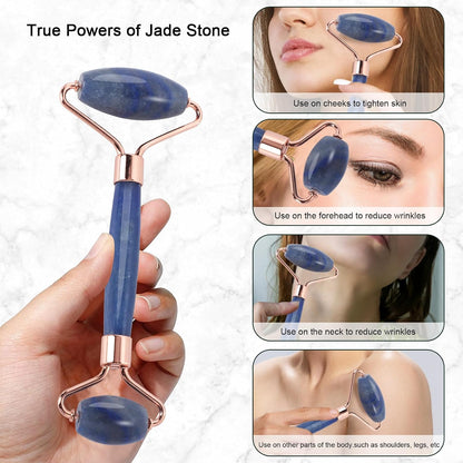 Jade Roller for Face, Facial Roller Massager Skin Care Tool, Gua Sha Facial Tools for Face, Neck, Eyes, Reduce Puffiness of The Skin - White