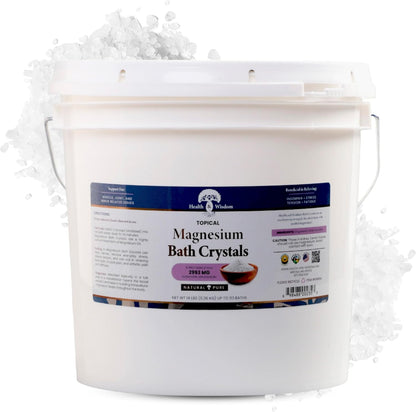 Health and Wisdom Magnesium Bath Crystals - Bath Salts with High Concentration & Enhanced Absorption for Muscle & Joint Relief - Dead Sea Sourced - Unscented - 5.5 lb Bag - Up to 45 Uses
