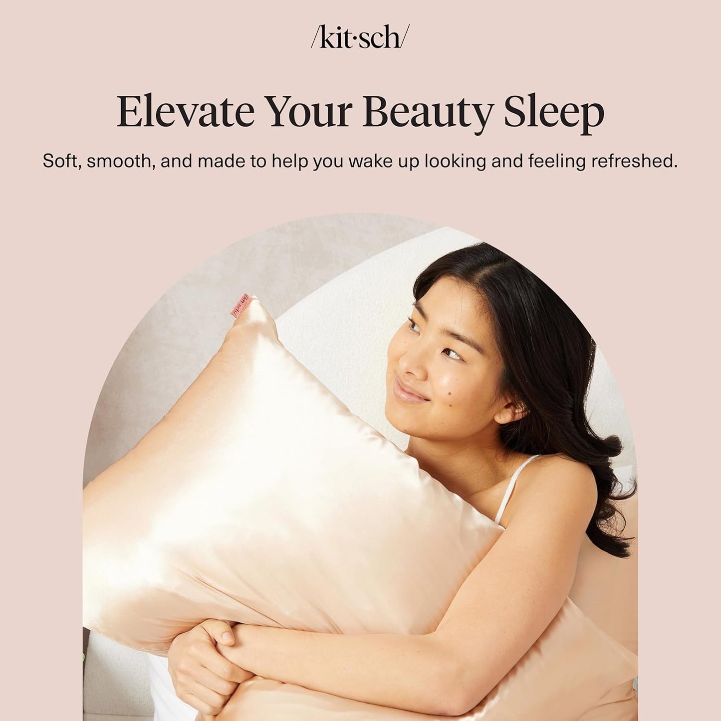Kitsch Satin Pillowcase with Zipper for Hair & Skin - Softer Than Silk Pillow Cases, Smooth Cooling Satin Pillow Case, Wrinkle-Free, Machine Washable - Pillow Cases Standard Size (19x26) - Blush