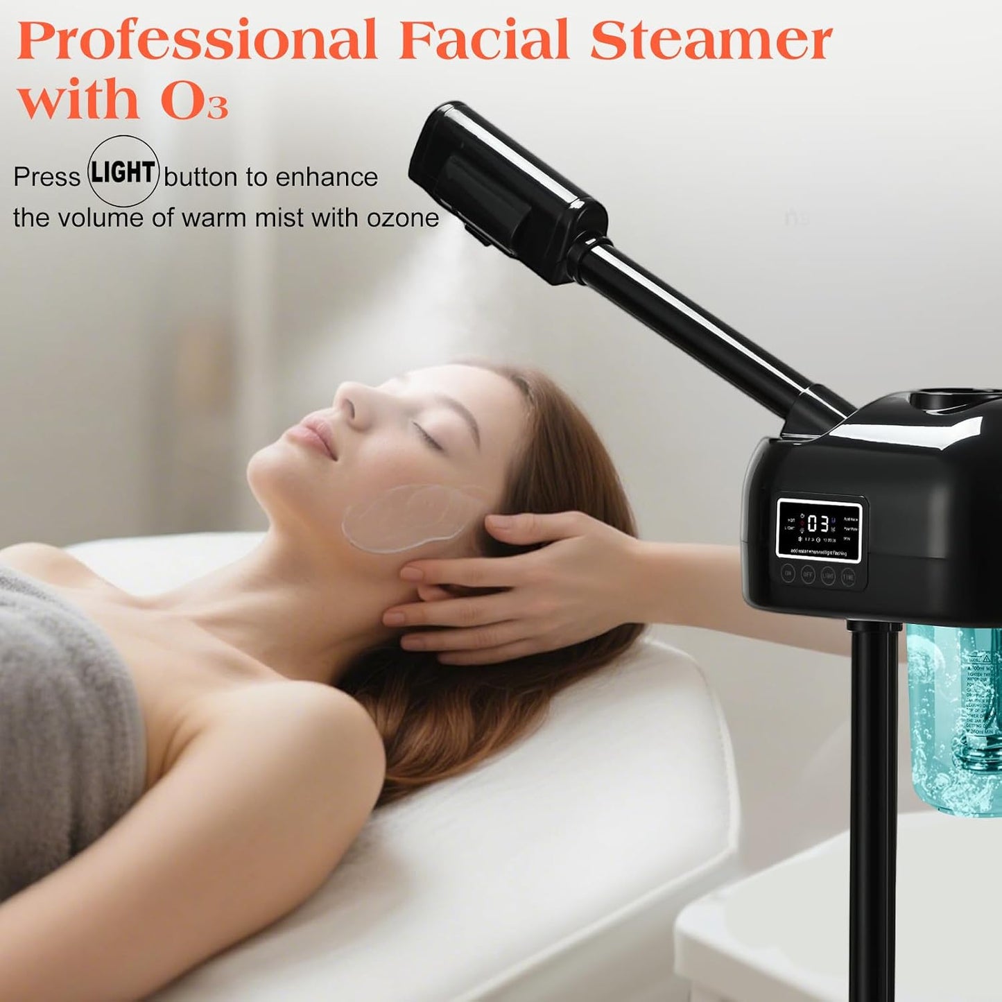 Professional Facial Steamer, Nano Ionic Hot Mist Spray, Stand Facial Steamer for Estheticians, Timer, Vaporizador Face Steamer for Deep Cleansing & Hydration, Home Salon SPA