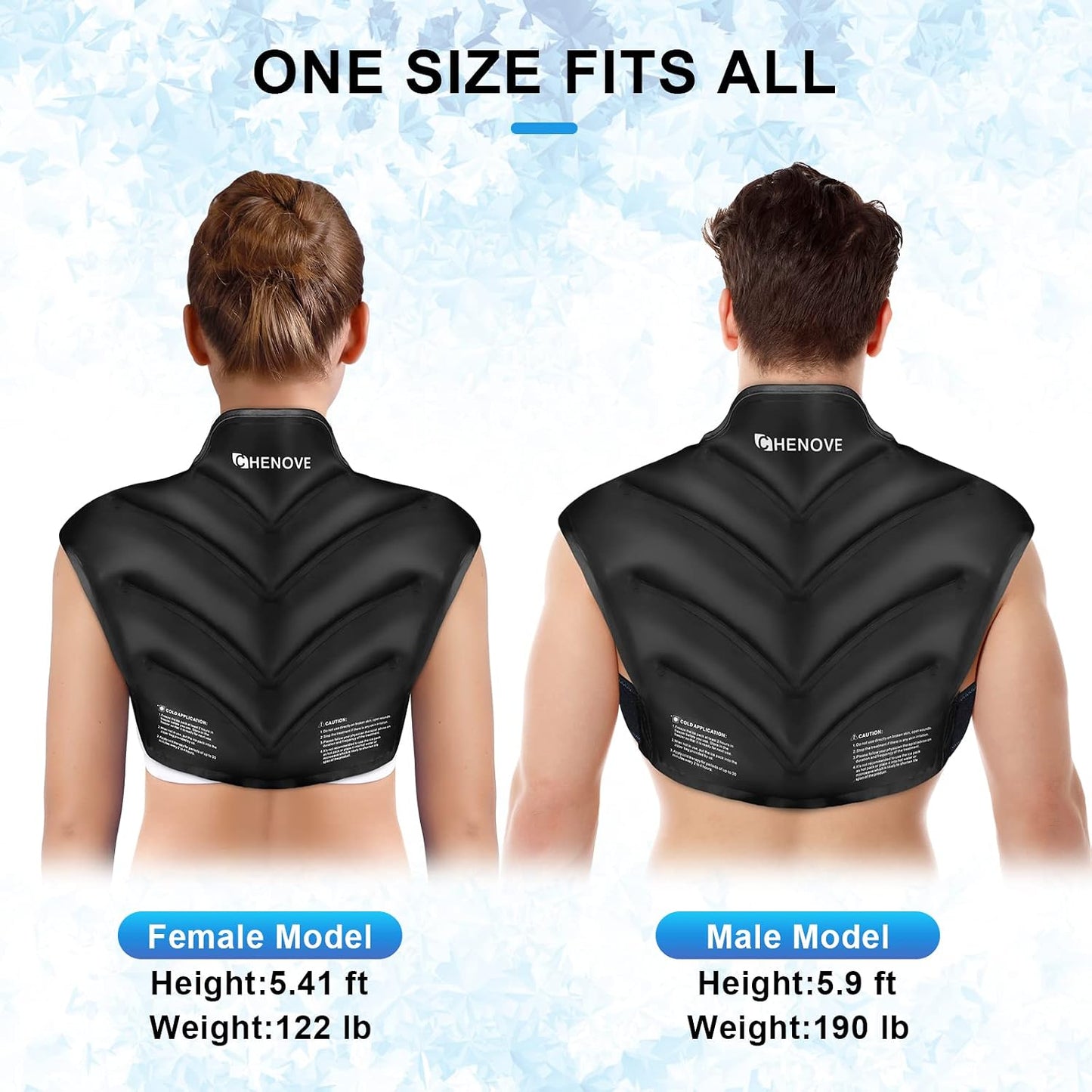 Chenove Ice Pack for Shoulders Upper Back with Strap, Neck and Shoulder Ice Pack Wrap Rotator Cuff Gel Reusable with Cold Compression Therapy, Soreness (Black)