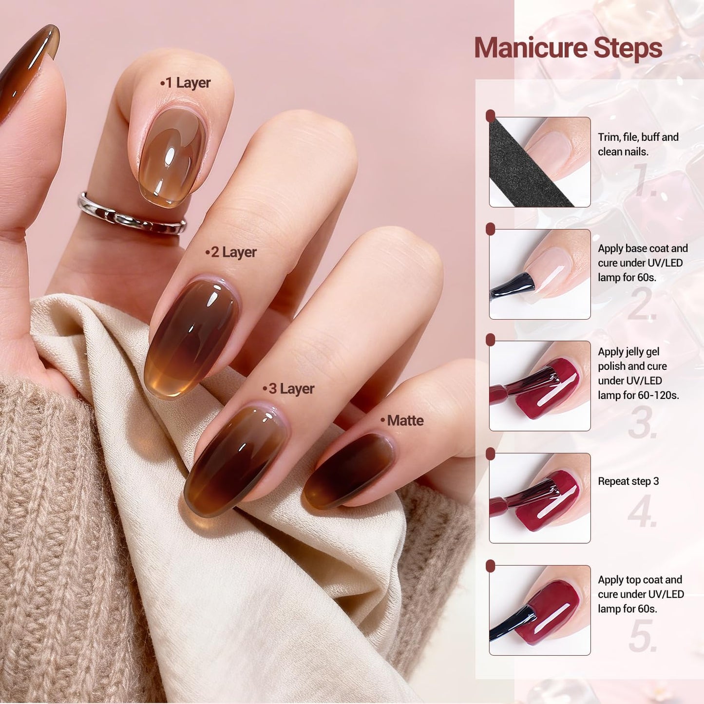 JODSONE Gel Nail Polish Kit with U V Light 32 Colors Gel Polish Nail + 4 Functional Adhesive Bottles Kit Soak Off Manicure Tools Gifts for Women