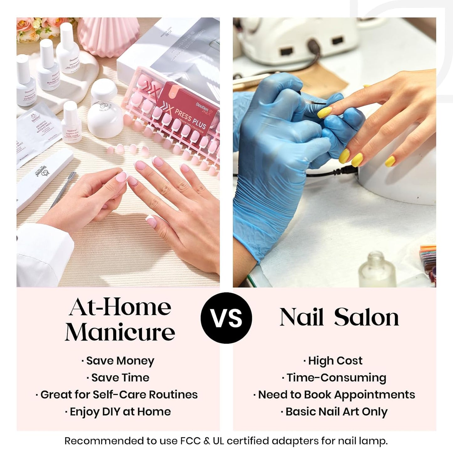 Beetles Press On Nail Kit-Short Square French Tip Press On Nails, 150Pcs Pink French Nail Tips with Nail Glue & Remover Builder Top Coat Nail Lamp, All-in-One DIY Fake Nails Gift for Women