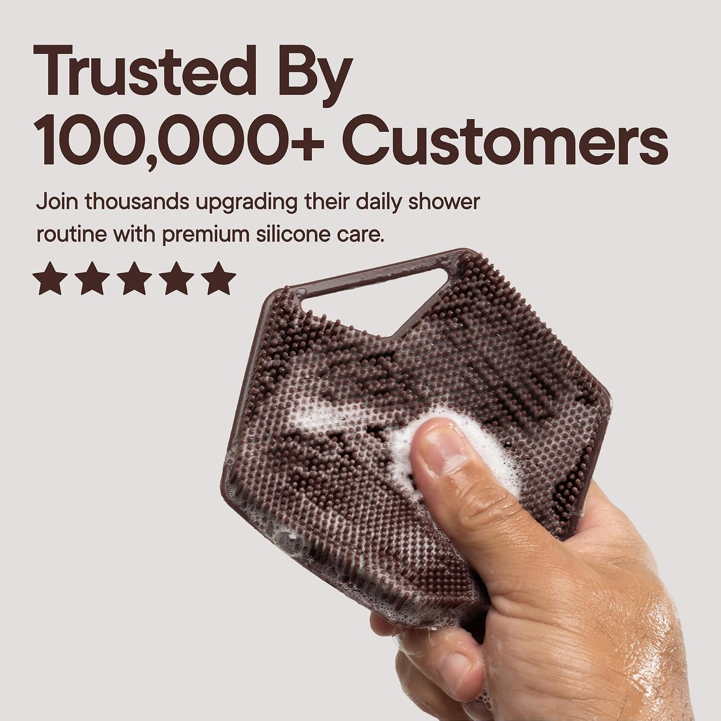 TOOLETRIES Premium Silicone Body Scrubber 2.0, Hygienic Loofah Alternative, Exfoliating Shower Scrubber for Sensitive Skin, Quick Drying & Long-Lasting Bathroom Essentials for Men & Women - Charcoal